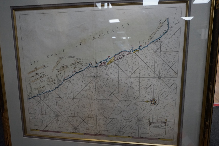 Samuel Thornton (18th. C), set of six coloured maps to include: ‘India’, ‘Coremandell’ and the ‘Coast of Mallabar’, 46 x 55cm. Condition - fair